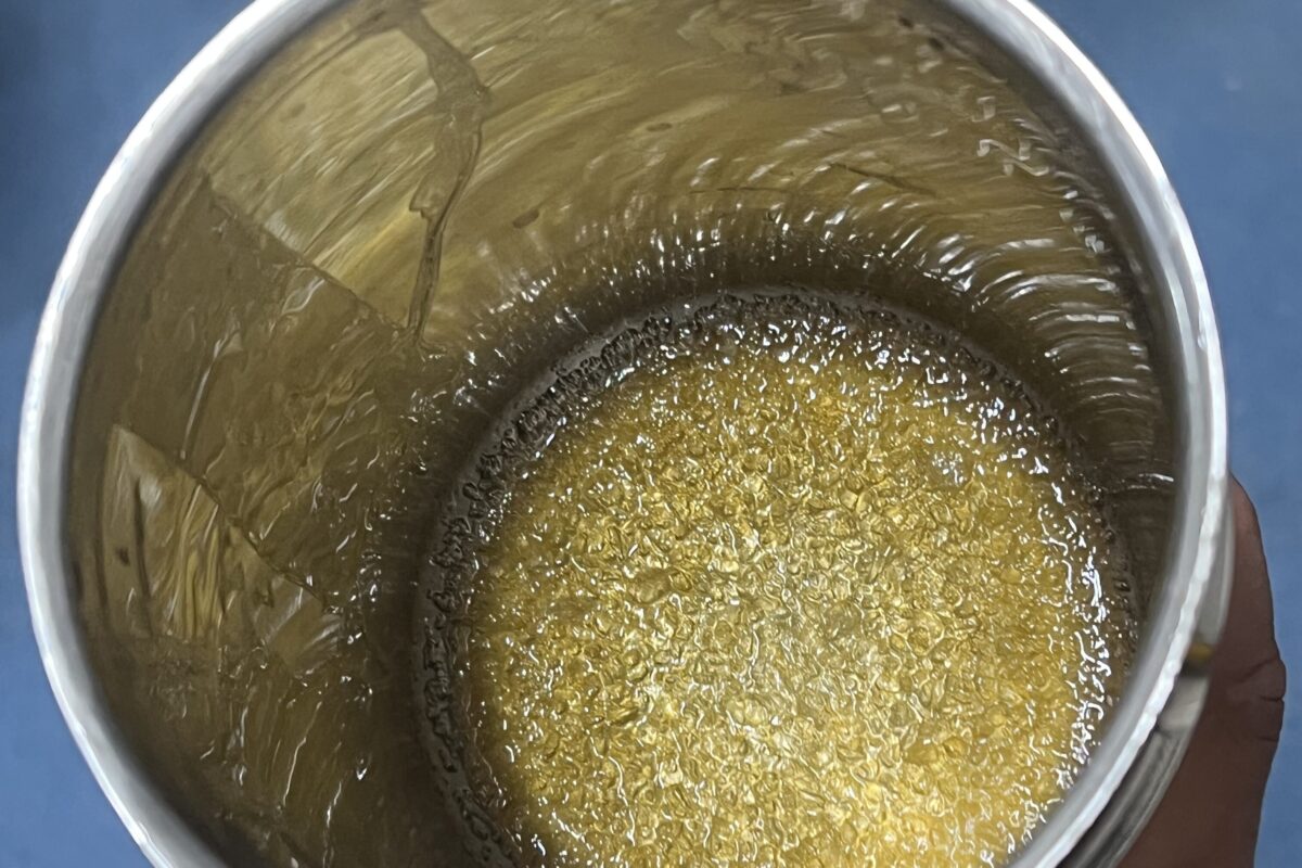 Extract purged with a centrifuge