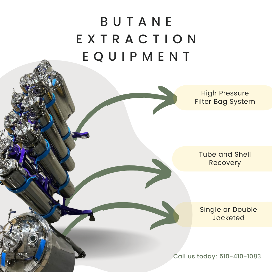 Butane extraction equipment with tube and shell heat exchanger by C1D1 Labs