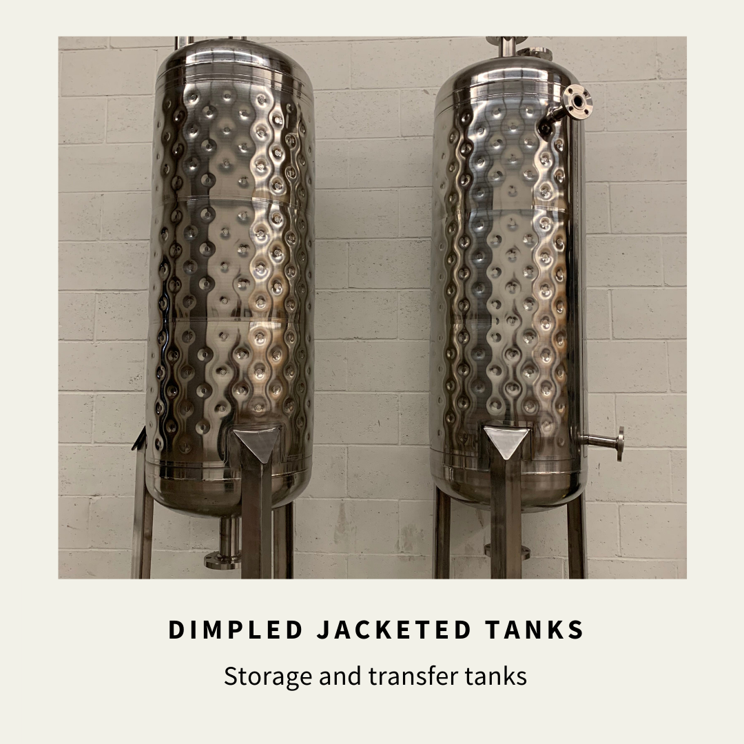 Jacketed dimpled tanks for ethanol solvent storage