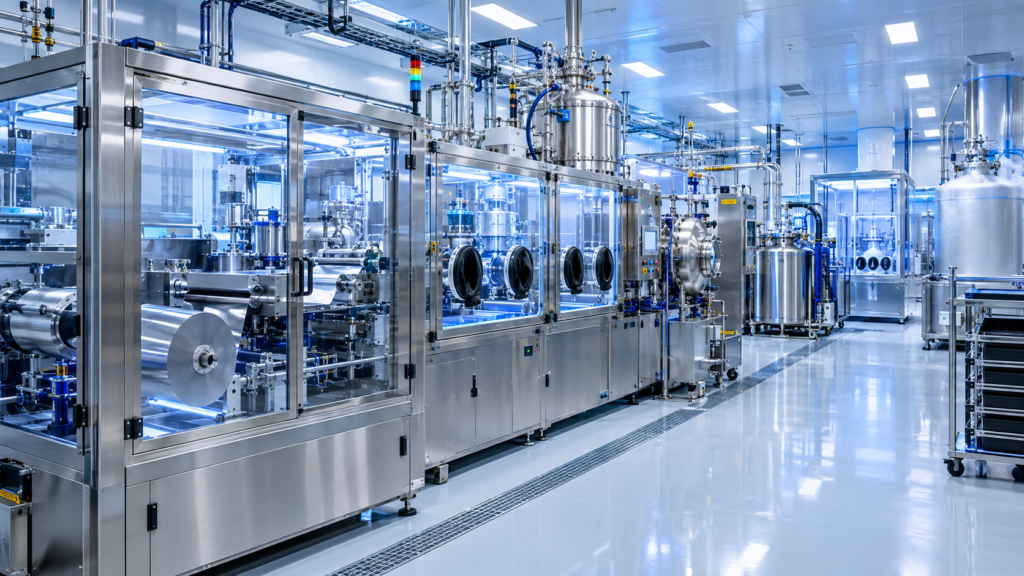 modular high hazard rooms for battery manufacturing and superconductor fabrication in a clean industrial facility.
