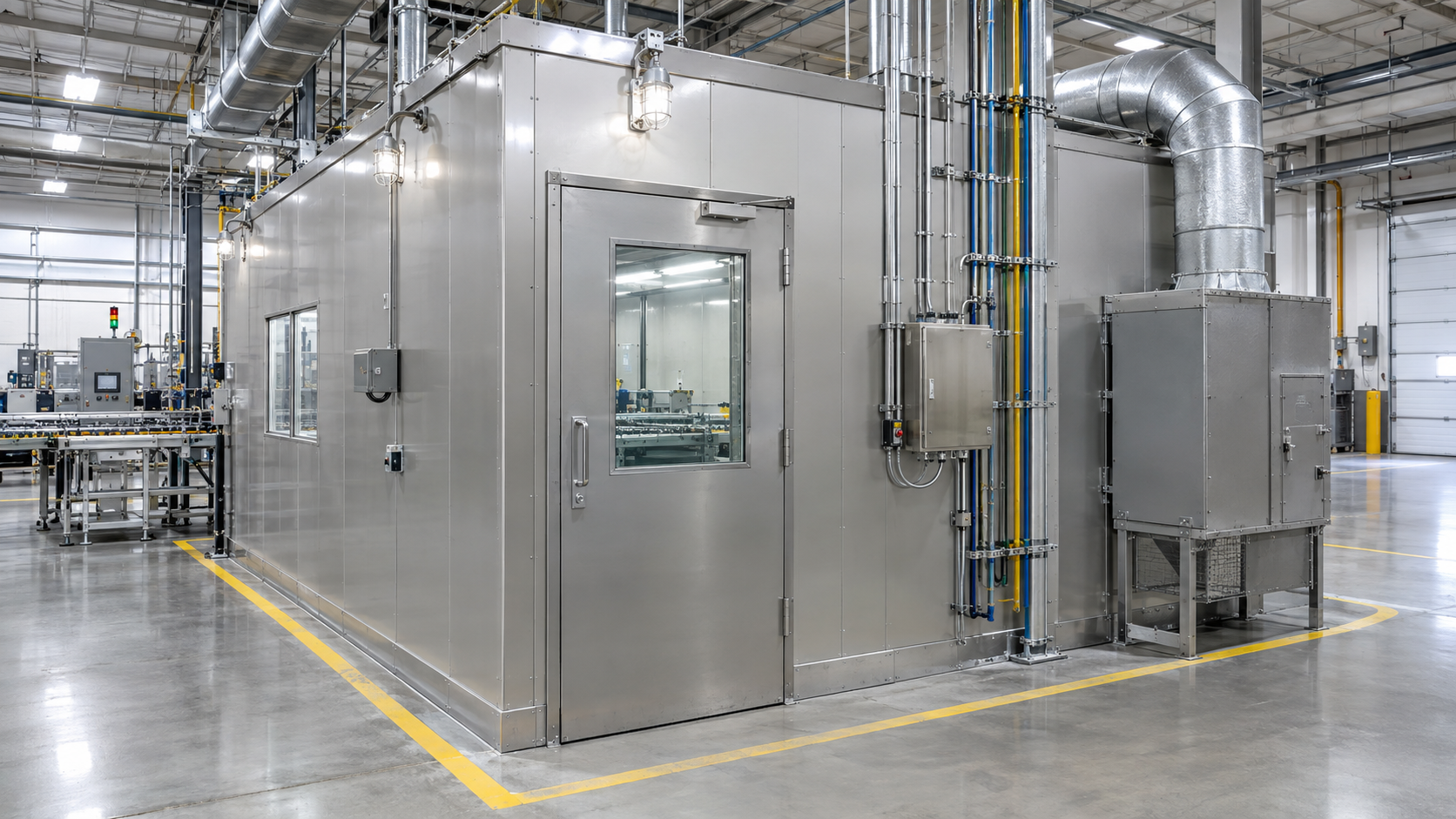 C1D1 booths integrated into a modern industrial processing facility with a modular enclosure and coordinated ventilation.