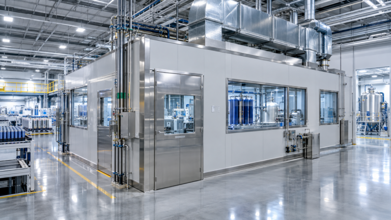 Modular high hazard rooms support battery manufacturing and superconductor fabrication with engineered ventilation and fire-rated enclosure design.